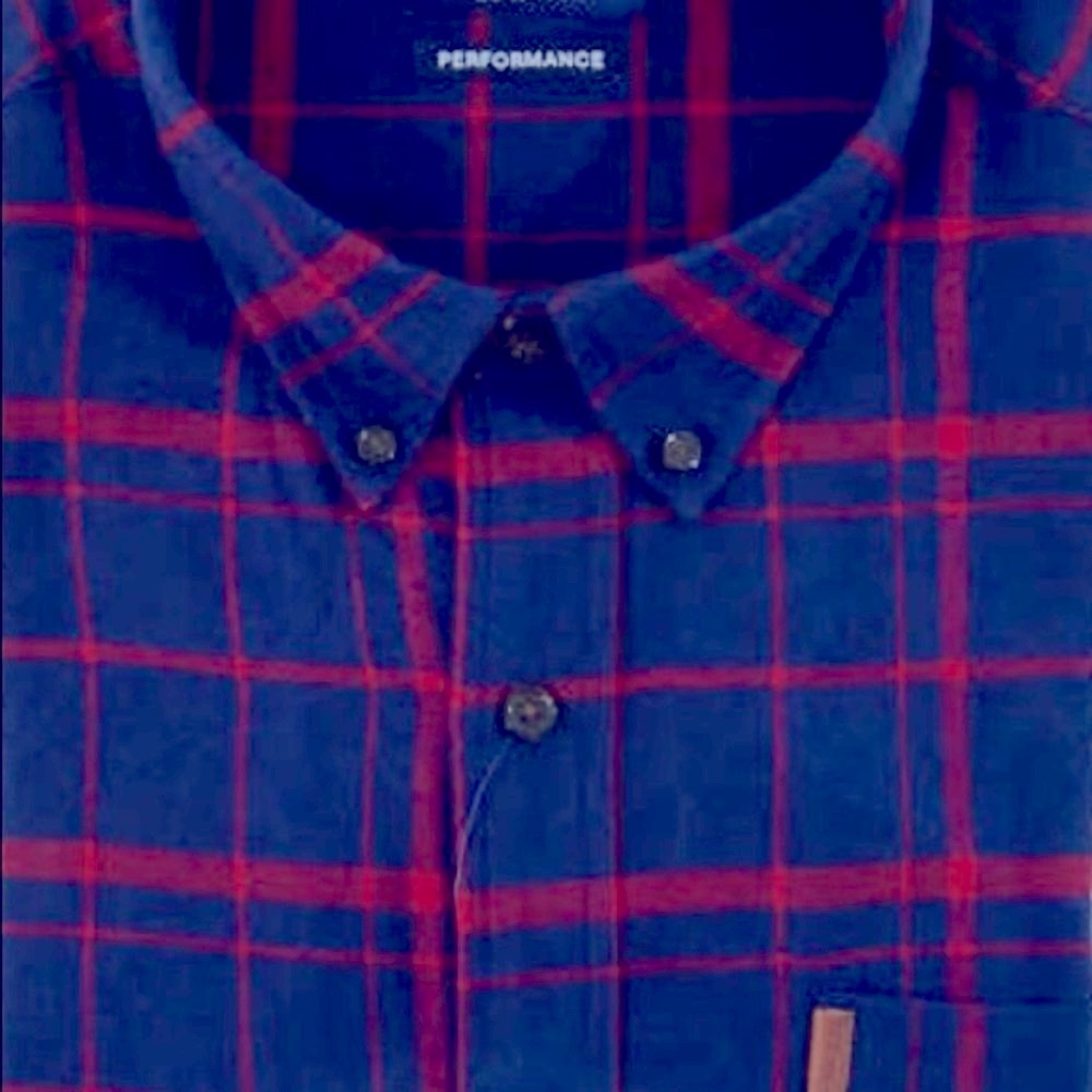Mens’s CHAPS Flannel Shirt Navy and Red - Picture 4 of 9